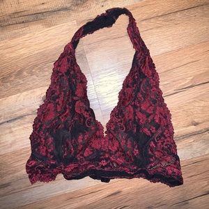 Black & Red Lace Halter Bralette